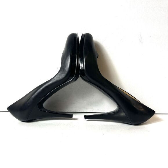 Nine West Women Sz 9M Classic Black Leather Pump Stiletto Heels Platform Slip On - Picture 5 of 11